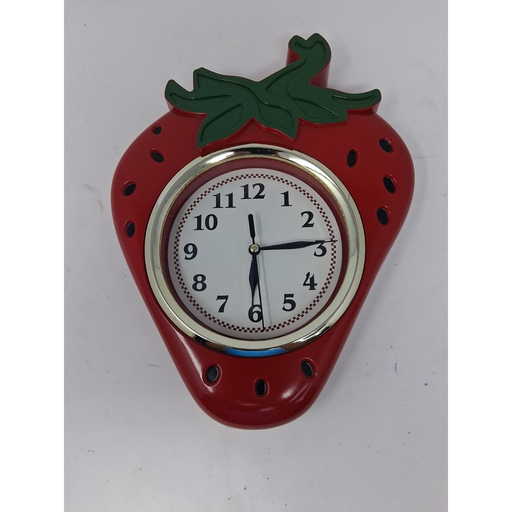 Vintage Decorative Strawberry Shaped Plastic Analog Wall Clock (Tested/Working)